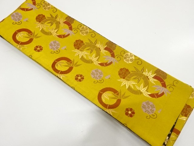竹笹模様織り出し　半幅帯